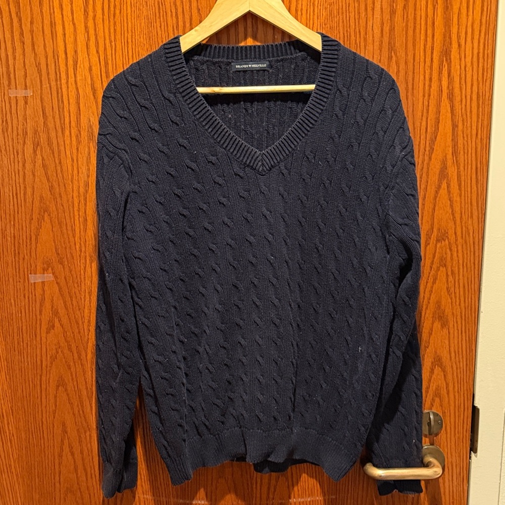Brandy Melville Dark Blue V-Neck Sweater